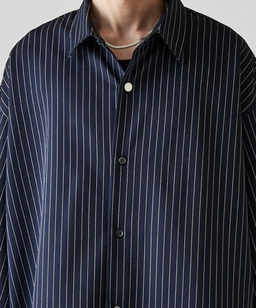 Lui's(ルイス)の「【Neucon】WIDE SLEEVE PINSTRIPE OVER SHIRT / ワイドスリーブピンストライプオーバーシャツ(シャツ/ブラウス・メンズ・ブラック/ホワイト/ネイビー・1/2)」の17枚目の写真
