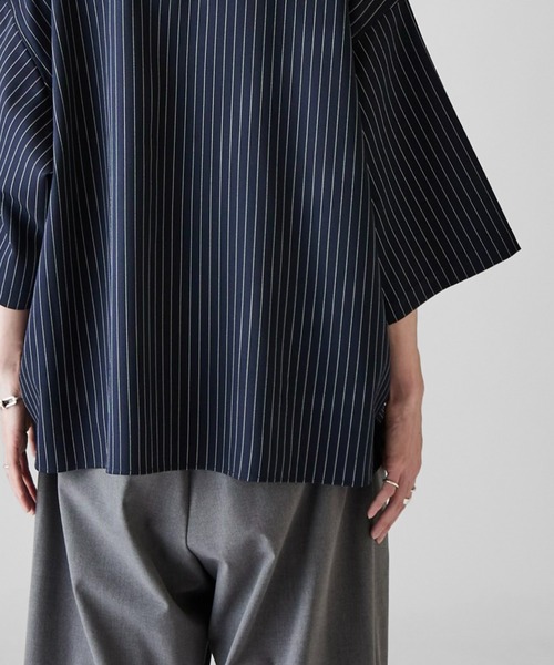 Lui's(ルイス)の「【Neucon】WIDE SLEEVE PINSTRIPE OVER SHIRT / ワイドスリーブピンストライプオーバーシャツ(シャツ/ブラウス・メンズ・ブラック/ホワイト/ネイビー・1/2)」の19枚目の写真