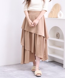 シフォンランダムティアードロングスカート