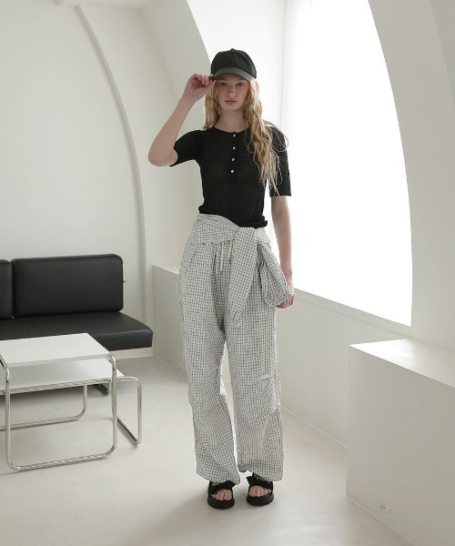 DONOBAN(ドノバン)の「2wayウエストラップパンツ(その他パンツ・レディース・ブラウン/アイボリー・ONE SIZE)」の3枚目の写真