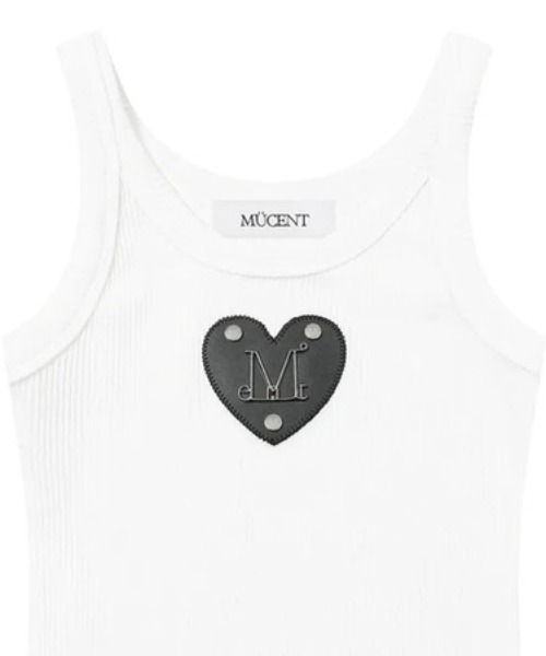 MUCENT（ムセント）の「MUCENT（ムセント）-CROSS LEATHER PATCH SLEEVELESS（タンクトップ・レディース・ブラック/ホワイト/ブラック系2/ホワイト系2・FREE）」の3枚目の写真