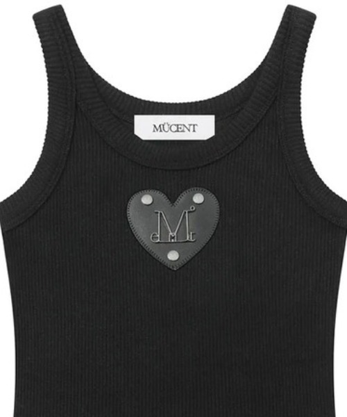 MUCENT（ムセント）の「MUCENT（ムセント）-CROSS LEATHER PATCH SLEEVELESS（タンクトップ・レディース・ブラック/ホワイト/ブラック系2/ホワイト系2・FREE）」の4枚目の写真