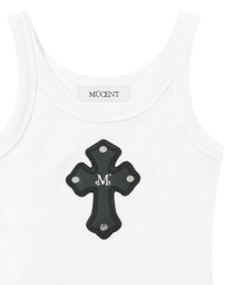 MUCENT(ムセント)-CROSS LEATHER PATCH SLEEVELESS