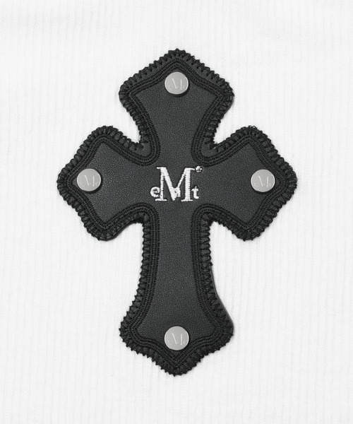 MUCENT（ムセント）の「MUCENT（ムセント）-CROSS LEATHER PATCH SLEEVELESS（タンクトップ・レディース・ブラック/ホワイト/ブラック系2/ホワイト系2・FREE）」の10枚目の写真
