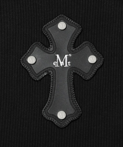 MUCENT（ムセント）の「MUCENT（ムセント）-CROSS LEATHER PATCH SLEEVELESS（タンクトップ・レディース・ブラック/ホワイト/ブラック系2/ホワイト系2・FREE）」の6枚目の写真