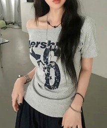 AmericanロゴワンショルTシャツ