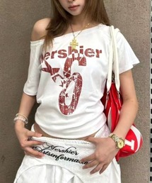 AmericanロゴワンショルTシャツ