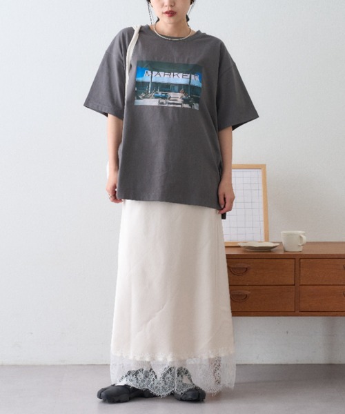 CIAOPANIC TYPY(チャオパニックティピー)の「【レイヤードとしても活躍/無地・ドット柄】裾レースサテンバイアススカート(スカート・レディース・オフホワイト/ブラック/ブラック系その他・MEDIUM/SMALL)」の10枚目の写真