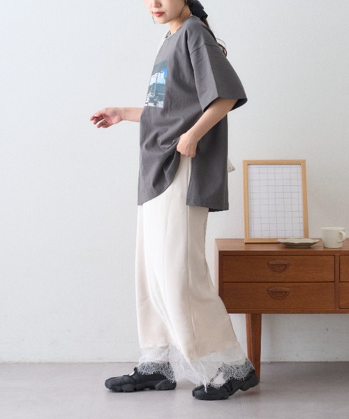 CIAOPANIC TYPY(チャオパニックティピー)の「【レイヤードとしても活躍/無地・ドット柄】裾レースサテンバイアススカート(スカート・レディース・オフホワイト/ブラック/ブラック系その他・MEDIUM/SMALL)」の14枚目の写真