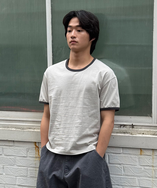JUAN HOMME(ジュアンオム)の「クロップフィットリングハーフスリーブ(クリーム)(Tシャツ/カットソー・メンズ・その他・SMALL/MEDIUM/LARGE)」の1枚目の写真
