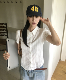 CURETTY（キュリティ）の「C COTTON JACQUARD HALF BLOUSE_WHITE（シャツ/ブラウス）」