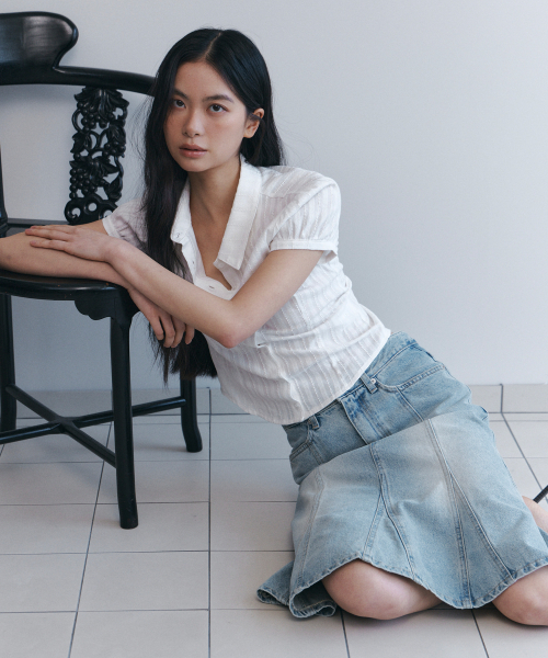 CURETTY(キュリティ)の「C COTTON JACQUARD HALF BLOUSE_WHITE(シャツ/ブラウス・レディース・ホワイト・SMALL)」の3枚目の写真