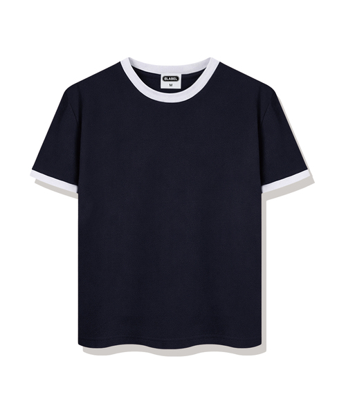 BASIC LABEL（ベーシックラベル）の「Aurora Ringer Loose Fit Short-Sleeved T-Shirt 4 Color [BLSE_4501]（Tシャツ/カットソー・レディース・ネイビー/クリーム/アイボリー系1/アイボリー系2・SMALL/MEDIUM/LARGE/X-LARGE）」の4枚目の写真