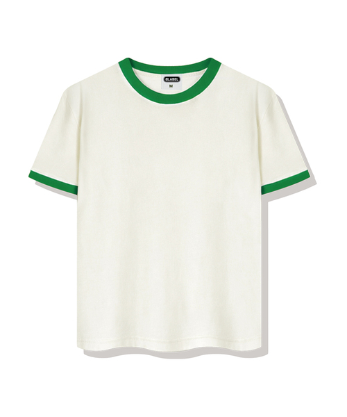 BASIC LABEL（ベーシックラベル）の「Aurora Ringer Loose Fit Short-Sleeved T-Shirt 4 Color [BLSE_4501]（Tシャツ/カットソー・レディース・ネイビー/クリーム/アイボリー系1/アイボリー系2・SMALL/MEDIUM/LARGE/X-LARGE）」の2枚目の写真