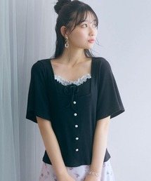 marun | <大きいサイズ>フレア袖テレコリブスクエアネックカットソー marun(Tシャツ/カットソー)