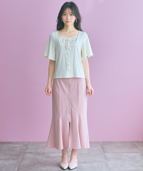 marun(マルン)の「<大きいサイズ>フレア袖テレコリブスクエアネックカットソー marun(Tシャツ/カットソー・レディース・オフホワイト/ブラック・L/LL/3L/4L/5L)」の16枚目の写真