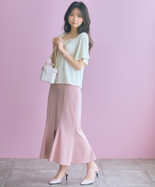 marun(マルン)の「<大きいサイズ>フレア袖テレコリブスクエアネックカットソー marun(Tシャツ/カットソー・レディース・オフホワイト/ブラック・L/LL/3L/4L/5L)」の3枚目の写真