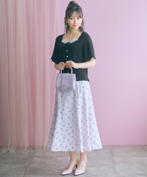 marun(マルン)の「<大きいサイズ>フレア袖テレコリブスクエアネックカットソー marun(Tシャツ/カットソー・レディース・オフホワイト/ブラック・L/LL/3L/4L/5L)」の8枚目の写真