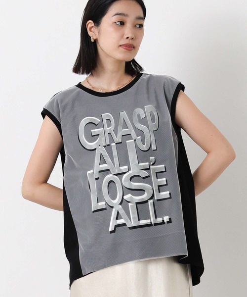 Risley(リズレー)の「GRASPメッシュフレンチスリーブカットソー(Tシャツ/カットソー・レディース・ブラック/グリーン・FREE)」の1枚目の写真