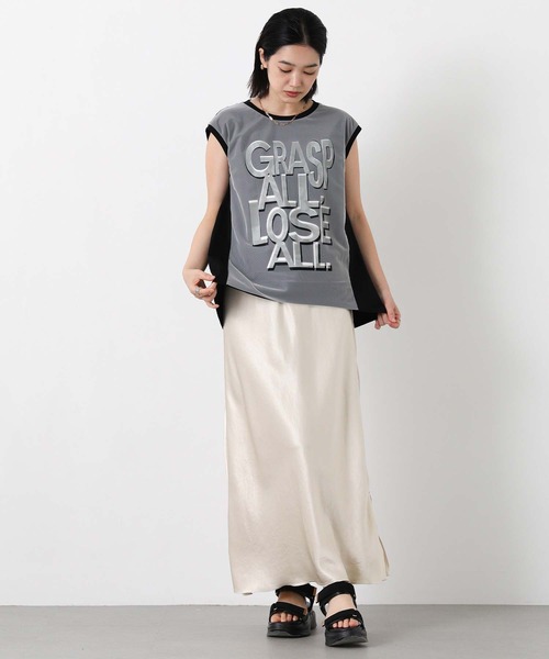 Risley(リズレー)の「GRASPメッシュフレンチスリーブカットソー(Tシャツ/カットソー・レディース・ブラック/グリーン・FREE)」の6枚目の写真