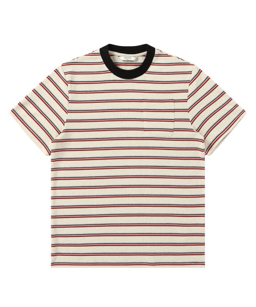 SOLEW(ソル)の「スタンダードハーフスリーブTシャツ_アイボリーストライプ(Tシャツ/カットソー・メンズ・その他・X-LARGE/SMALL/MEDIUM/LARGE)」の1枚目の写真