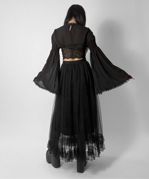 LVEU.（ラブユ.）の「【LVEU.】フレアスリーブレースアップトップス / トップス カットソー レイヤード レース シアー シースルー レースアップ リボン ZOZOTOWN限定（Tシャツ/カットソー・レディース・ブラック・FREE）」の17枚目の写真
