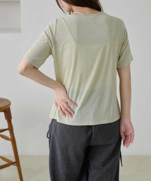 apres jour clair（アプレジュールクレア）の「【apres jour clair】ドレープデザイントップス / カーディガン（Tシャツ/カットソー・レディース・オフホワイト/ブラック/ミント/ブラウン系その他・フリー/X-LARGE）」の14枚目の写真
