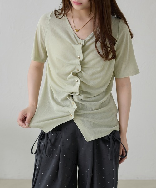 apres jour clair（アプレジュールクレア）の「【apres jour clair】ドレープデザイントップス / カーディガン（Tシャツ/カットソー・レディース・オフホワイト/ブラック/ミント/ブラウン系その他・フリー/X-LARGE）」の10枚目の写真