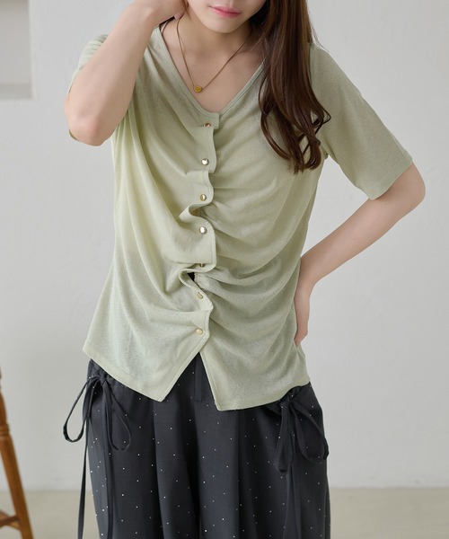apres jour clair（アプレジュールクレア）の「【apres jour clair】ドレープデザイントップス / カーディガン（Tシャツ/カットソー・レディース・オフホワイト/ブラック/ミント/ブラウン系その他・フリー/X-LARGE）」の11枚目の写真