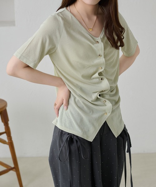apres jour clair（アプレジュールクレア）の「【apres jour clair】ドレープデザイントップス / カーディガン（Tシャツ/カットソー・レディース・オフホワイト/ブラック/ミント/ブラウン系その他・フリー/X-LARGE）」の12枚目の写真