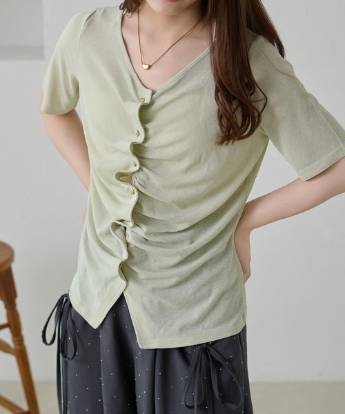 apres jour clair（アプレジュールクレア）の「【apres jour clair】ドレープデザイントップス / カーディガン（Tシャツ/カットソー・レディース・オフホワイト/ブラック/ミント/ブラウン系その他・フリー/X-LARGE）」の13枚目の写真