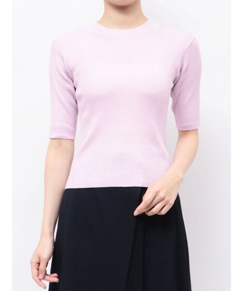 TONAL(トーナル)の「アセテートハイネックリブニット(ニット/セーター・レディース・ベビーピンク/ライトブルー/ネイビー/オフホワイト・MEDIUM)」の4枚目の写真