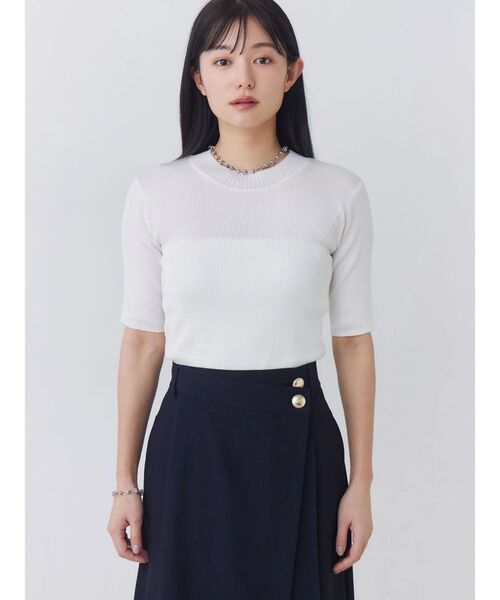 TONAL(トーナル)の「アセテートハイネックリブニット(ニット/セーター・レディース・ベビーピンク/ライトブルー/ネイビー/オフホワイト・MEDIUM)」の6枚目の写真