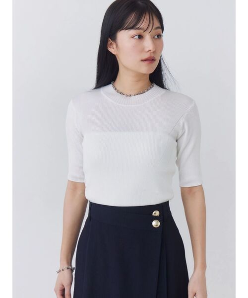 TONAL(トーナル)の「アセテートハイネックリブニット(ニット/セーター・レディース・ベビーピンク/ライトブルー/ネイビー/オフホワイト・MEDIUM)」の7枚目の写真