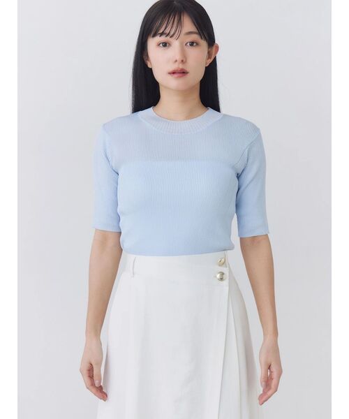 TONAL(トーナル)の「アセテートハイネックリブニット(ニット/セーター・レディース・ベビーピンク/ライトブルー/ネイビー/オフホワイト・MEDIUM)」の14枚目の写真