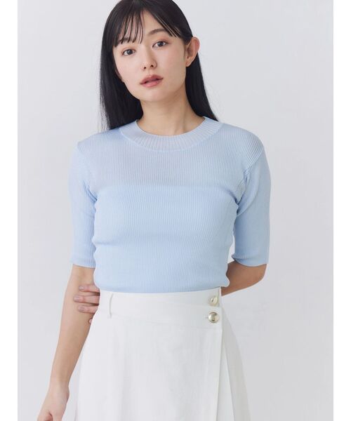 TONAL(トーナル)の「アセテートハイネックリブニット(ニット/セーター・レディース・ベビーピンク/ライトブルー/ネイビー/オフホワイト・MEDIUM)」の15枚目の写真