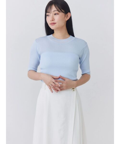 TONAL(トーナル)の「アセテートハイネックリブニット(ニット/セーター・レディース・ベビーピンク/ライトブルー/ネイビー/オフホワイト・MEDIUM)」の18枚目の写真