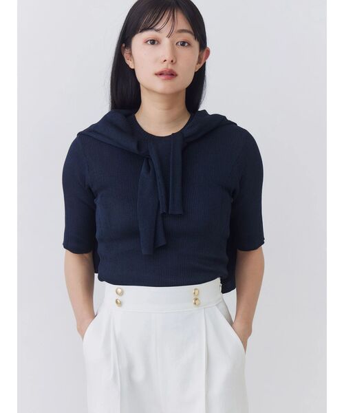 TONAL(トーナル)の「アセテートハイネックリブニット(ニット/セーター・レディース・ベビーピンク/ライトブルー/ネイビー/オフホワイト・MEDIUM)」の21枚目の写真