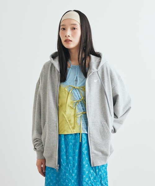 《セットアップ対応商品》ナイキ Studio Fleece ライトウェイト ウィメンズ オーバーサイズド フルジップ パーカー / Nike Studio Fleece Lightweight Women＇s Oversized Full-Zip Hoodie IM8109-063 Dark Grey Heather