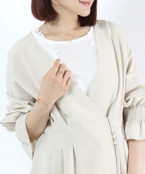 Salong hameu(サロン ハミュー)の「レースネックデザイン タンクトップ/インナー/レディース(タンクトップ・レディース・スミクロ/ピンク/ライトグリーン/ホワイト・M/L)」の3枚目の写真