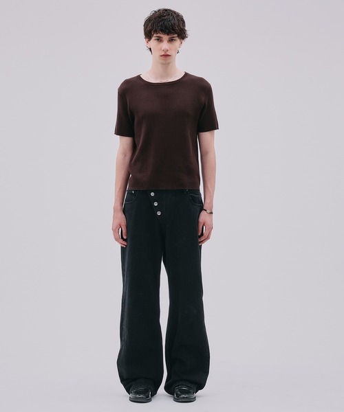 Regen Glanz(レーゲングランツ)の「ribbed short sleeve knit T-shirt / リブショートスリーブニットT(Tシャツ/カットソー・メンズ・ブラック/ダークブラウン/ブラック系その他・MEDIUM/LARGE/SMALL)」の22枚目の写真