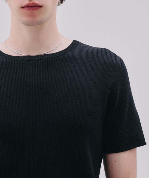 Regen Glanz(レーゲングランツ)の「ribbed short sleeve knit T-shirt / リブショートスリーブニットT(Tシャツ/カットソー・メンズ・ブラック/ダークブラウン/ブラック系その他・MEDIUM/LARGE/SMALL)」の20枚目の写真