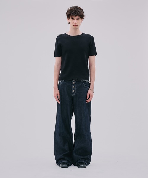 Regen Glanz(レーゲングランツ)の「ribbed short sleeve knit T-shirt / リブショートスリーブニットT(Tシャツ/カットソー・メンズ・ブラック/ダークブラウン/ブラック系その他・MEDIUM/LARGE/SMALL)」の10枚目の写真