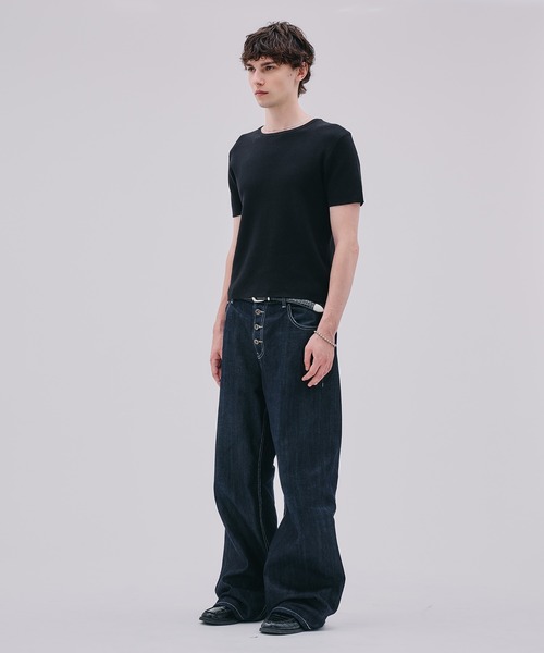 Regen Glanz(レーゲングランツ)の「ribbed short sleeve knit T-shirt / リブショートスリーブニットT(Tシャツ/カットソー・メンズ・ブラック/ダークブラウン/ブラック系その他・MEDIUM/LARGE/SMALL)」の11枚目の写真