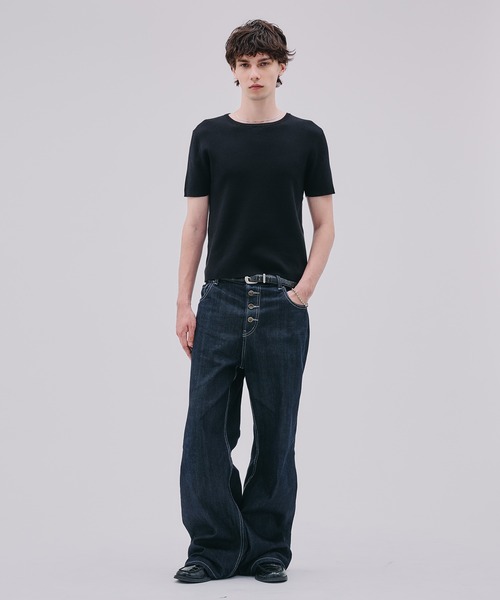 Regen Glanz(レーゲングランツ)の「ribbed short sleeve knit T-shirt / リブショートスリーブニットT(Tシャツ/カットソー・メンズ・ブラック/ダークブラウン/ブラック系その他・MEDIUM/LARGE/SMALL)」の12枚目の写真