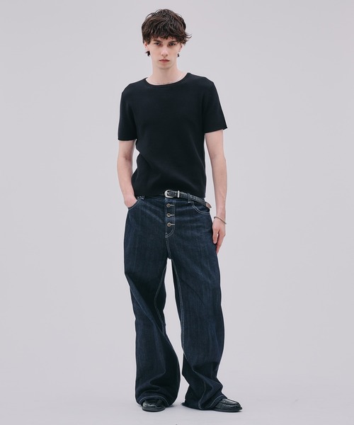 Regen Glanz(レーゲングランツ)の「ribbed short sleeve knit T-shirt / リブショートスリーブニットT(Tシャツ/カットソー・メンズ・ブラック/ダークブラウン/ブラック系その他・MEDIUM/LARGE/SMALL)」の13枚目の写真
