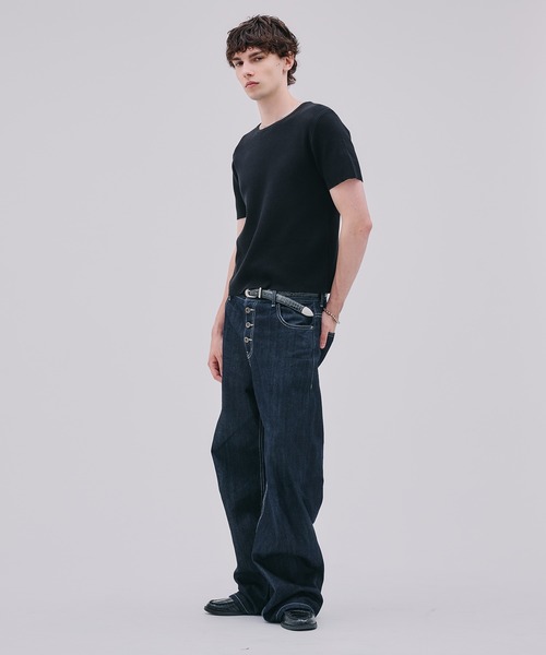 Regen Glanz(レーゲングランツ)の「ribbed short sleeve knit T-shirt / リブショートスリーブニットT(Tシャツ/カットソー・メンズ・ブラック/ダークブラウン/ブラック系その他・MEDIUM/LARGE/SMALL)」の14枚目の写真