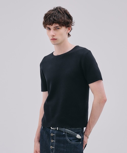 Regen Glanz(レーゲングランツ)の「ribbed short sleeve knit T-shirt / リブショートスリーブニットT(Tシャツ/カットソー・メンズ・ブラック/ダークブラウン/ブラック系その他・MEDIUM/LARGE/SMALL)」の17枚目の写真
