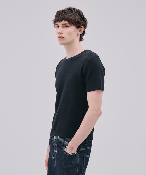 Regen Glanz(レーゲングランツ)の「ribbed short sleeve knit T-shirt / リブショートスリーブニットT(Tシャツ/カットソー・メンズ・ブラック/ダークブラウン/ブラック系その他・MEDIUM/LARGE/SMALL)」の18枚目の写真