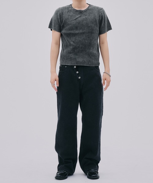 Regen Glanz(レーゲングランツ)の「ribbed short sleeve knit T-shirt / リブショートスリーブニットT(Tシャツ/カットソー・メンズ・ブラック/ダークブラウン/ブラック系その他・MEDIUM/LARGE/SMALL)」の9枚目の写真